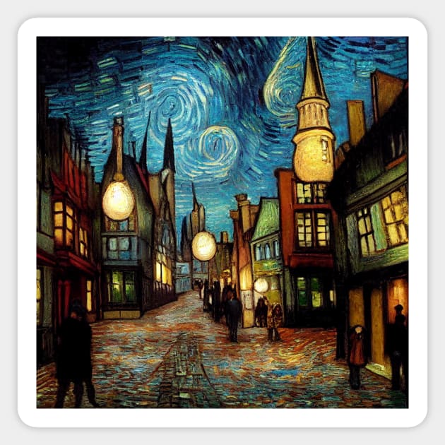 Starry Night in Diagon Alley Sticker by Grassroots Green